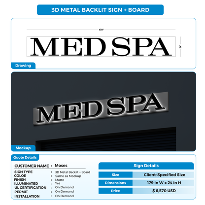 3D Metal Backlit Sign for Moses