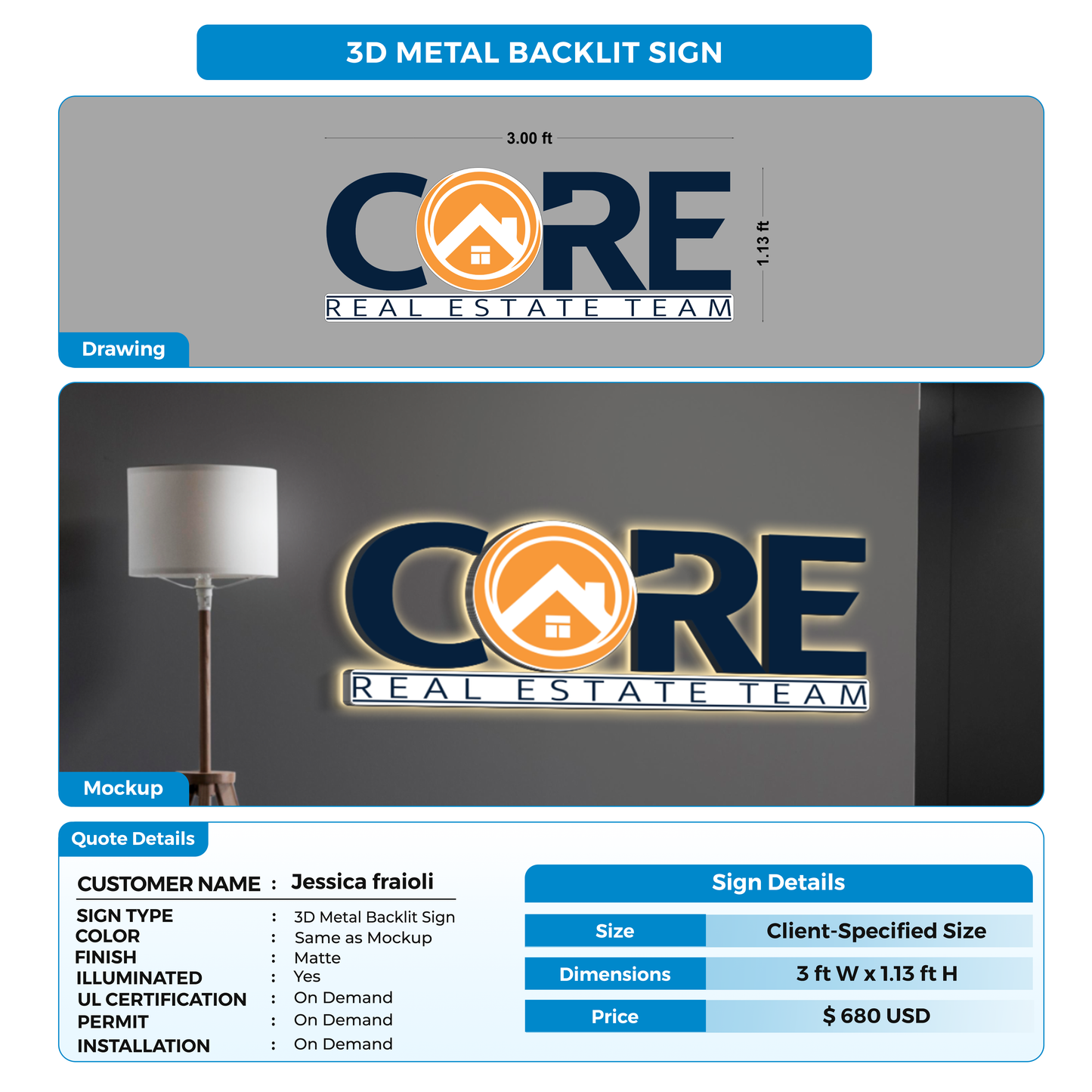 Business signage for Jessica fraioli