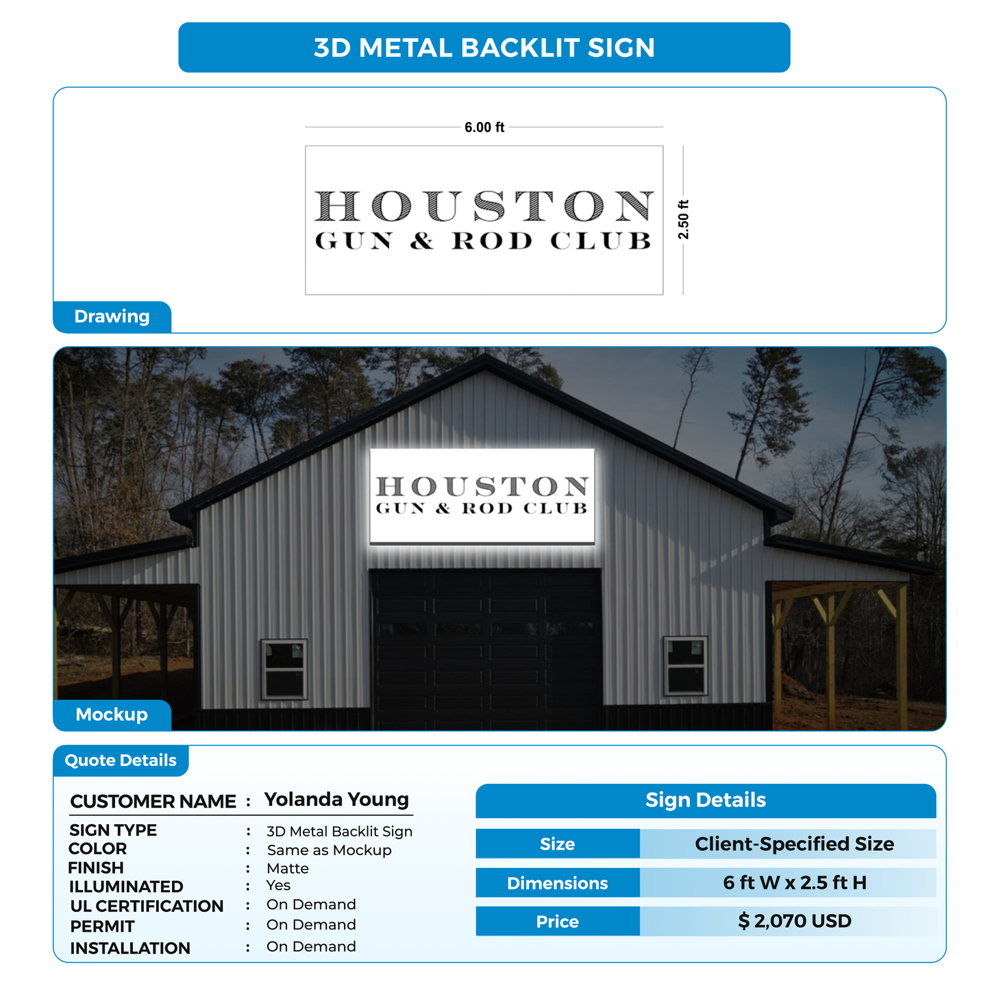 Business signage for Yolanda Young