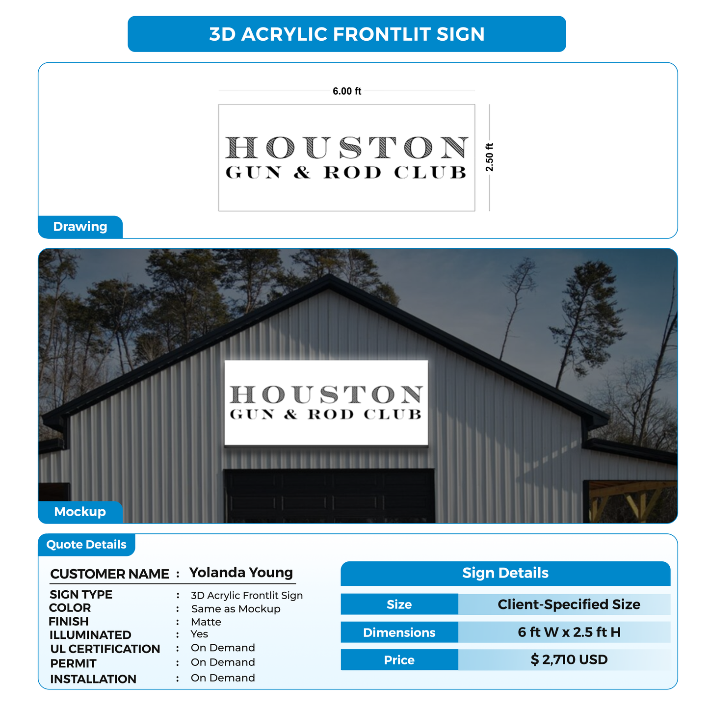 Business signage for Yolanda Young
