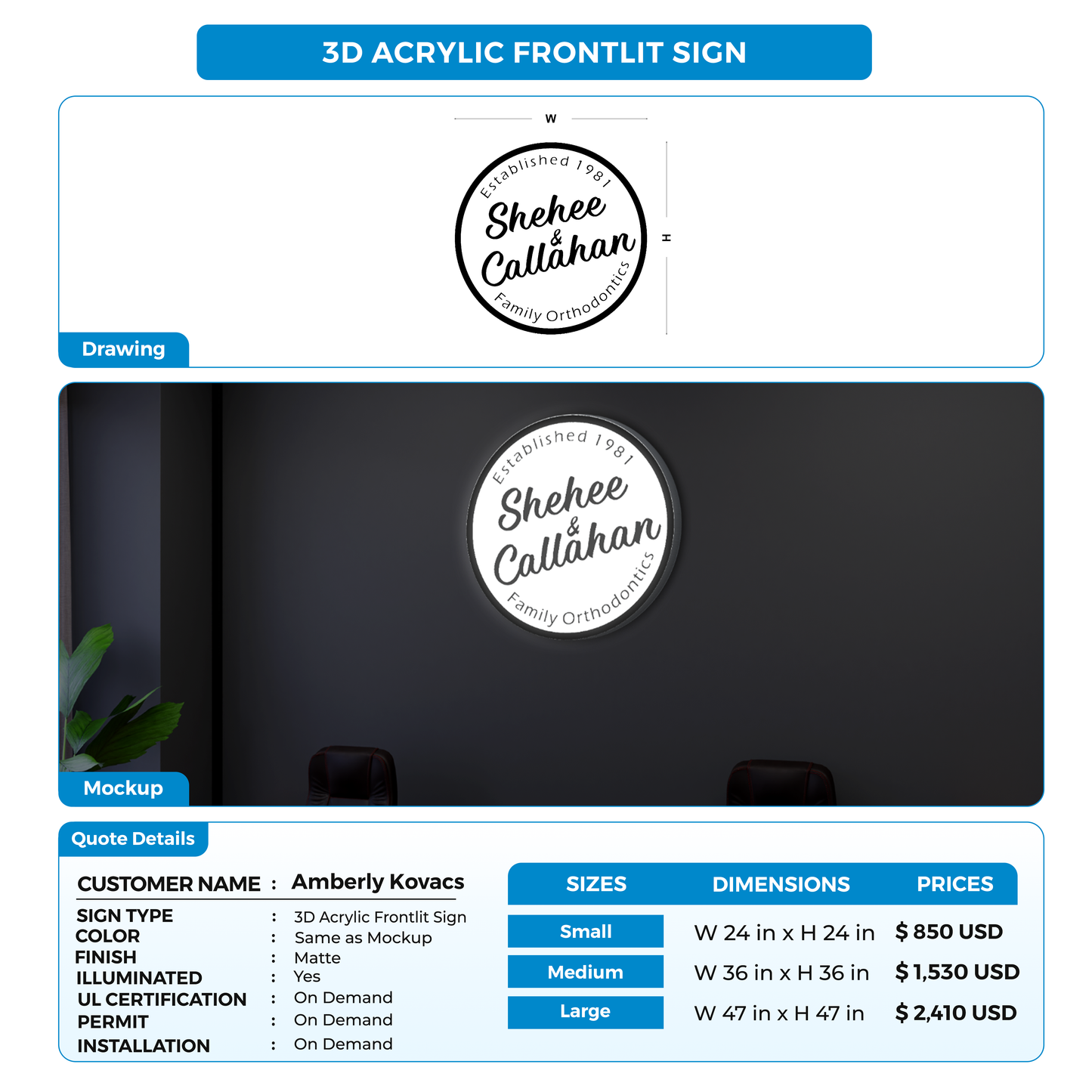 Business signage for Amberly Kovacs