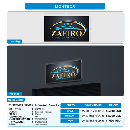 custom signs for Zafiro Auto Sales Inc.
