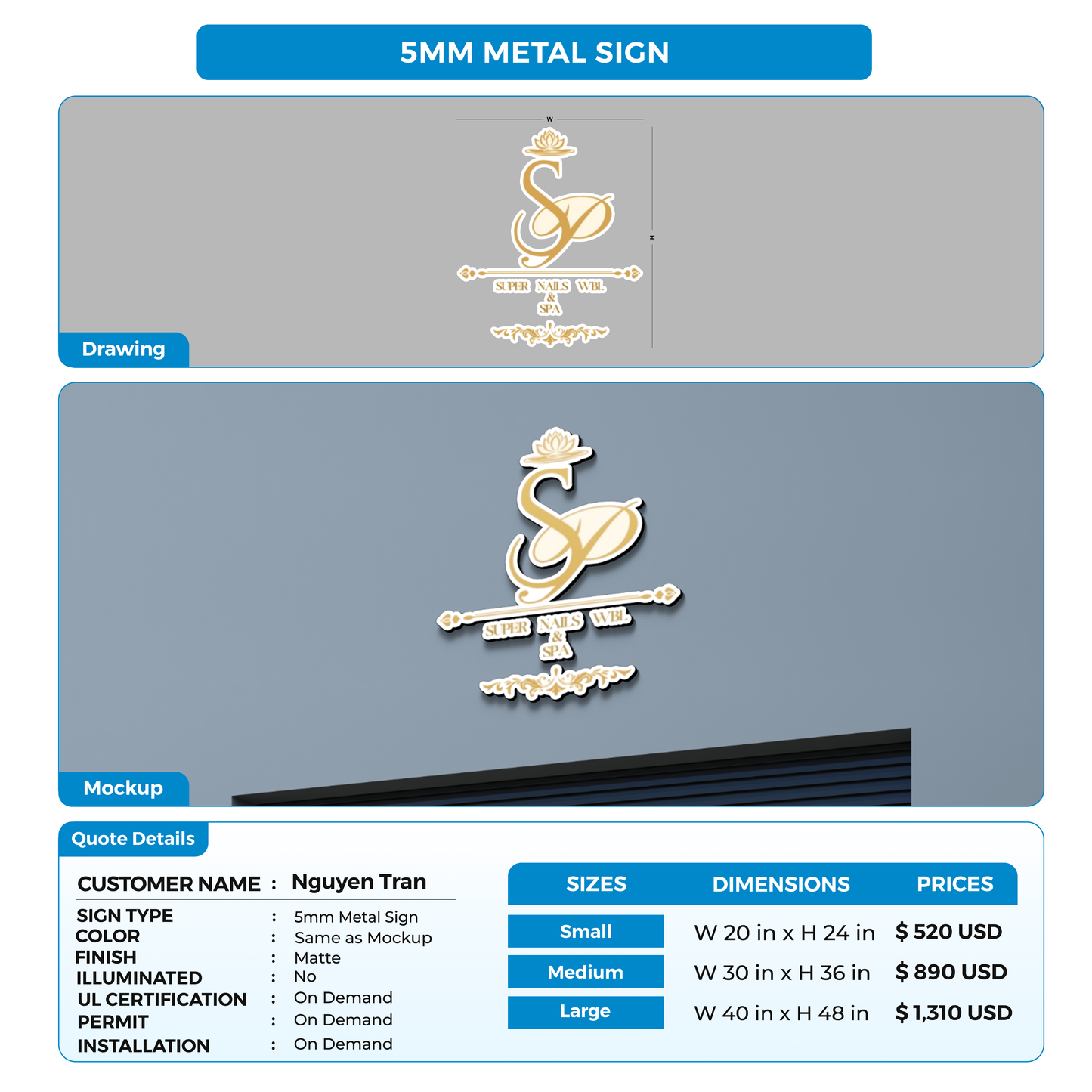 Business signage for Nguyen Tran