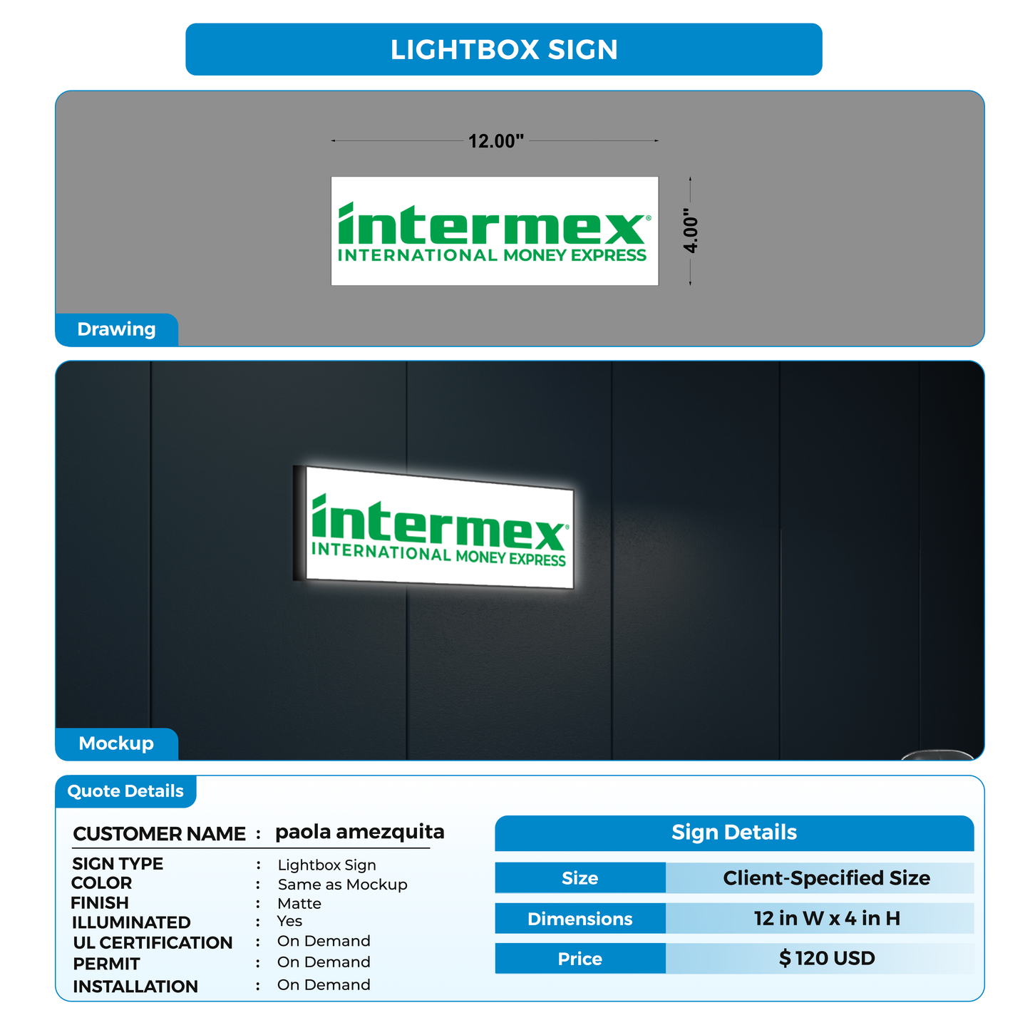 Lightbox Sign For paola amezquita