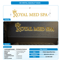 3D metal backlit sign for Kimberly Ventura