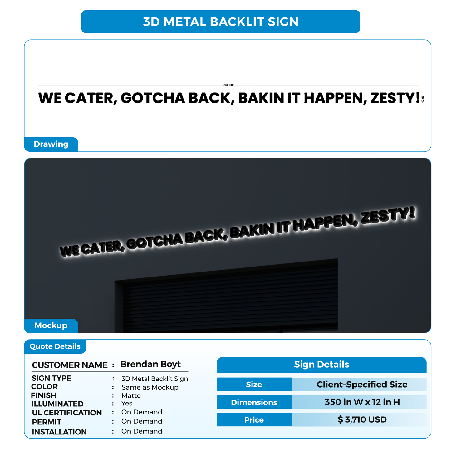 Business signage for Brendan Boyt