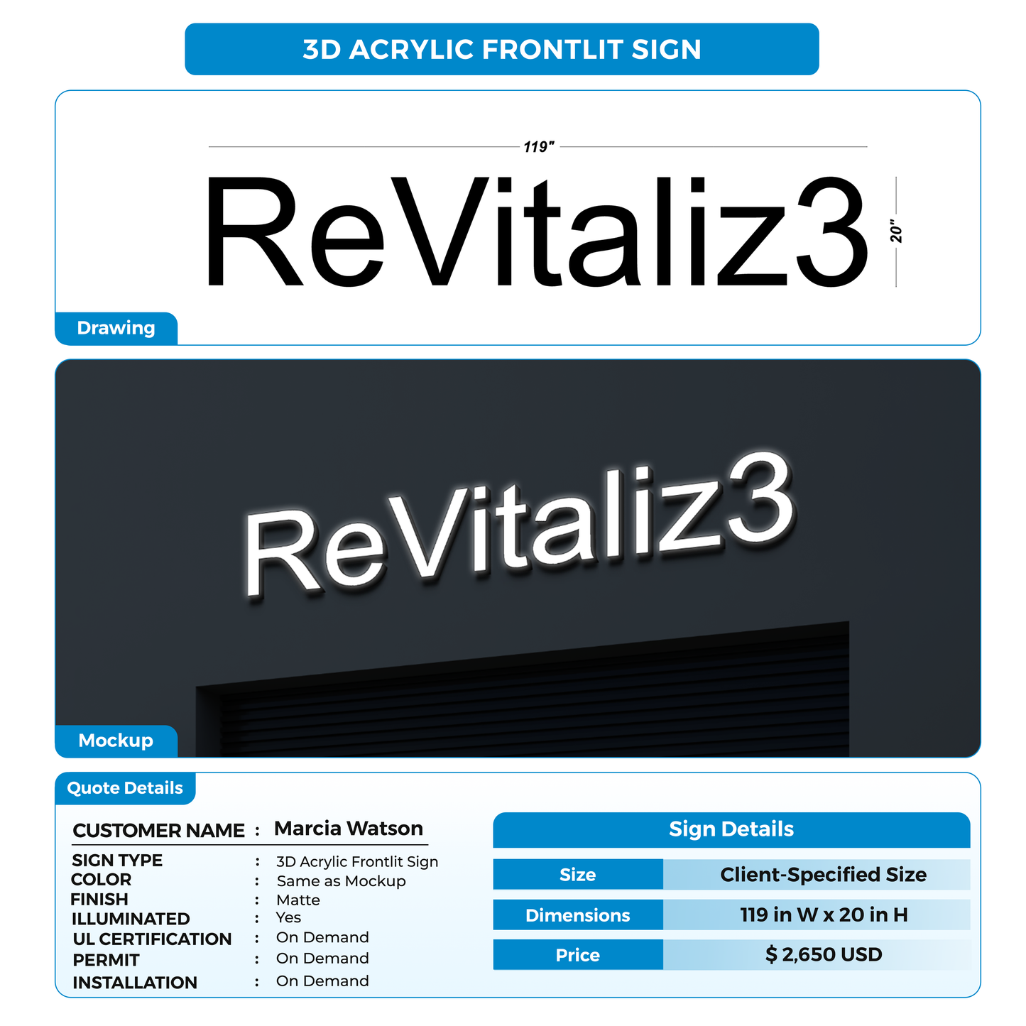 Business signage for Marcia Watson