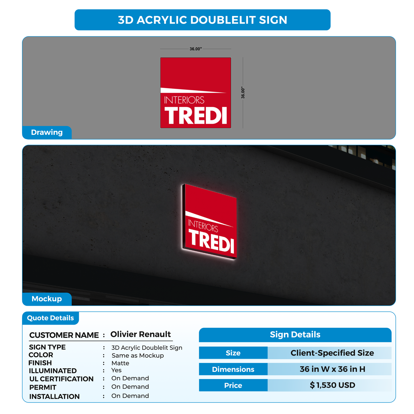 custom signs for Olivier Renault