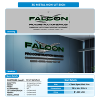3D metal non-lit sign FOR Eron Sanchez
