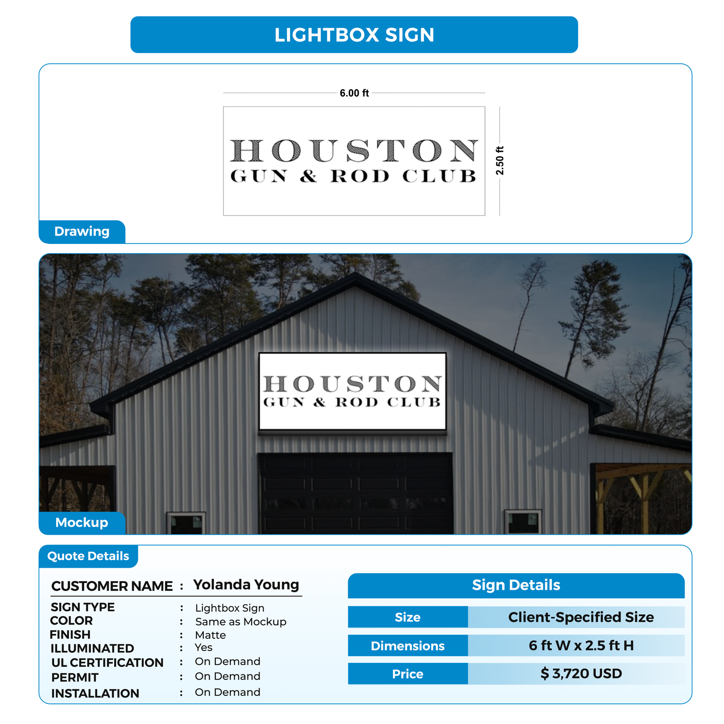 Business signage for Yolanda Young