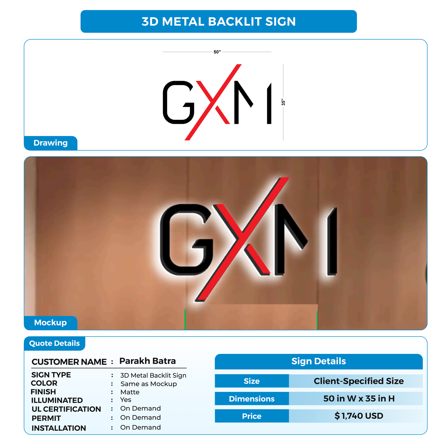 Business signage for Parakh Batra