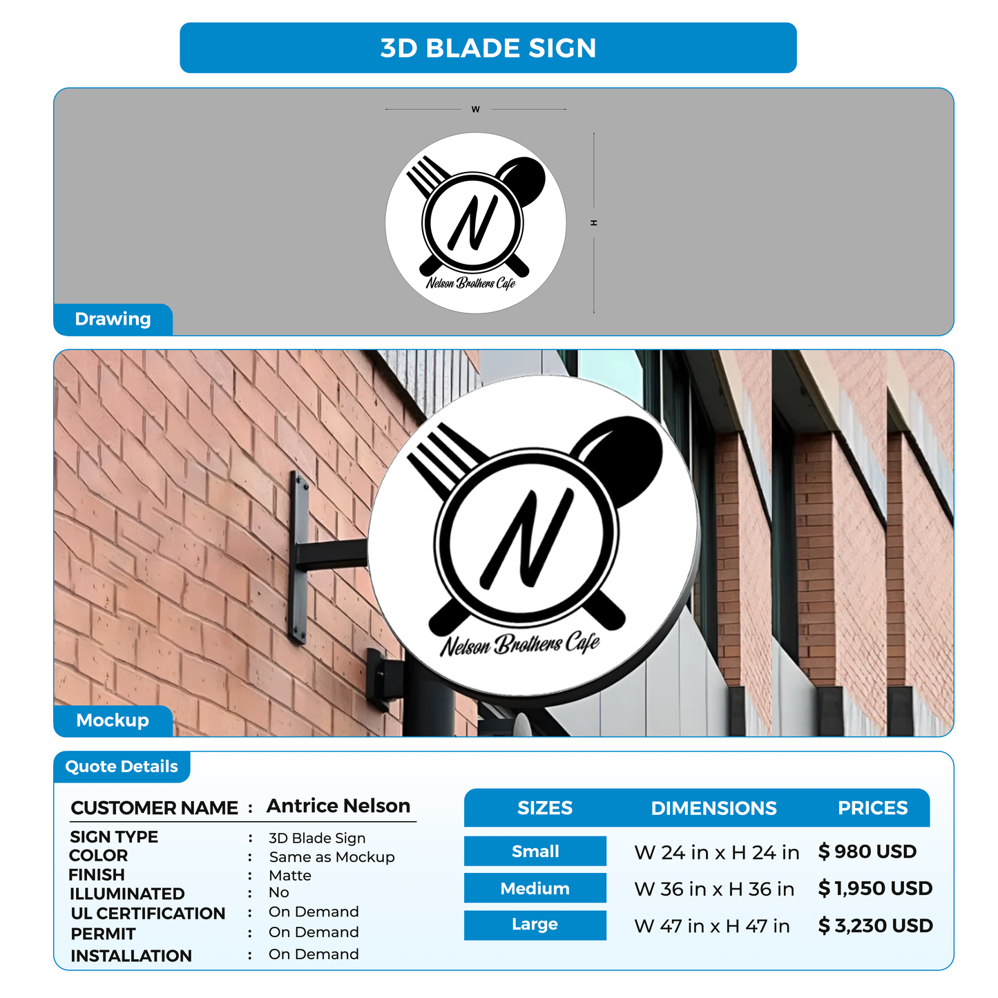 Business signage for Antrice Nelson
