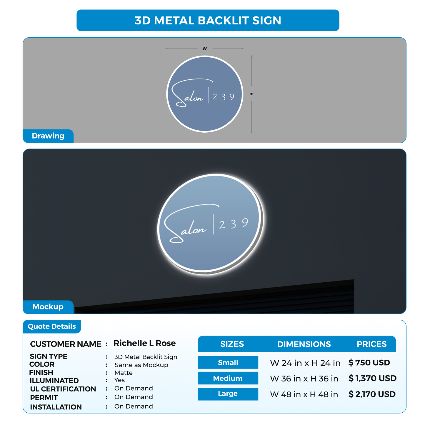 Business signage for Richelle L Rose