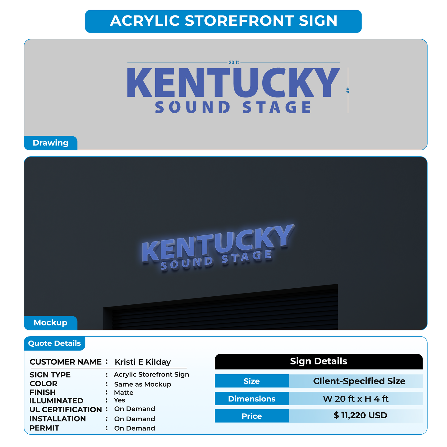 Acrylic Storefront Sign for Kristi E Kilday