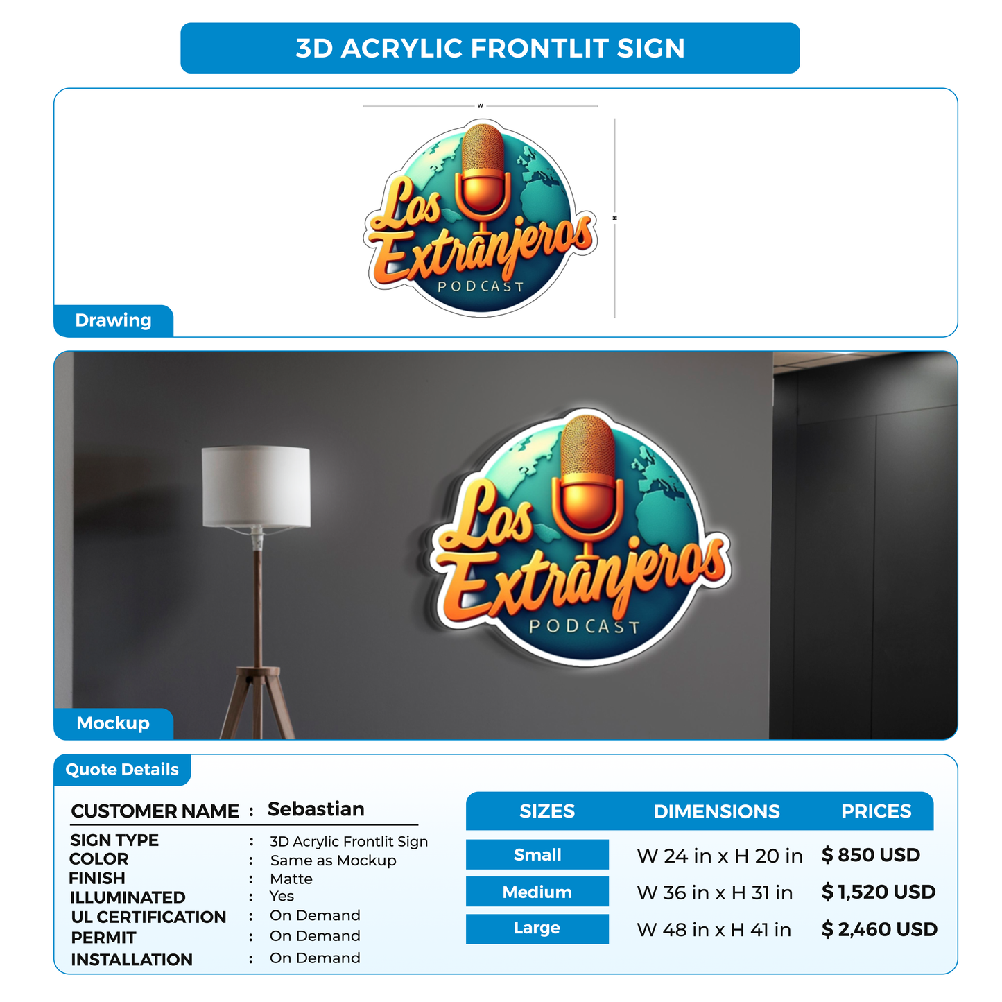 Business signage for Sebastian
