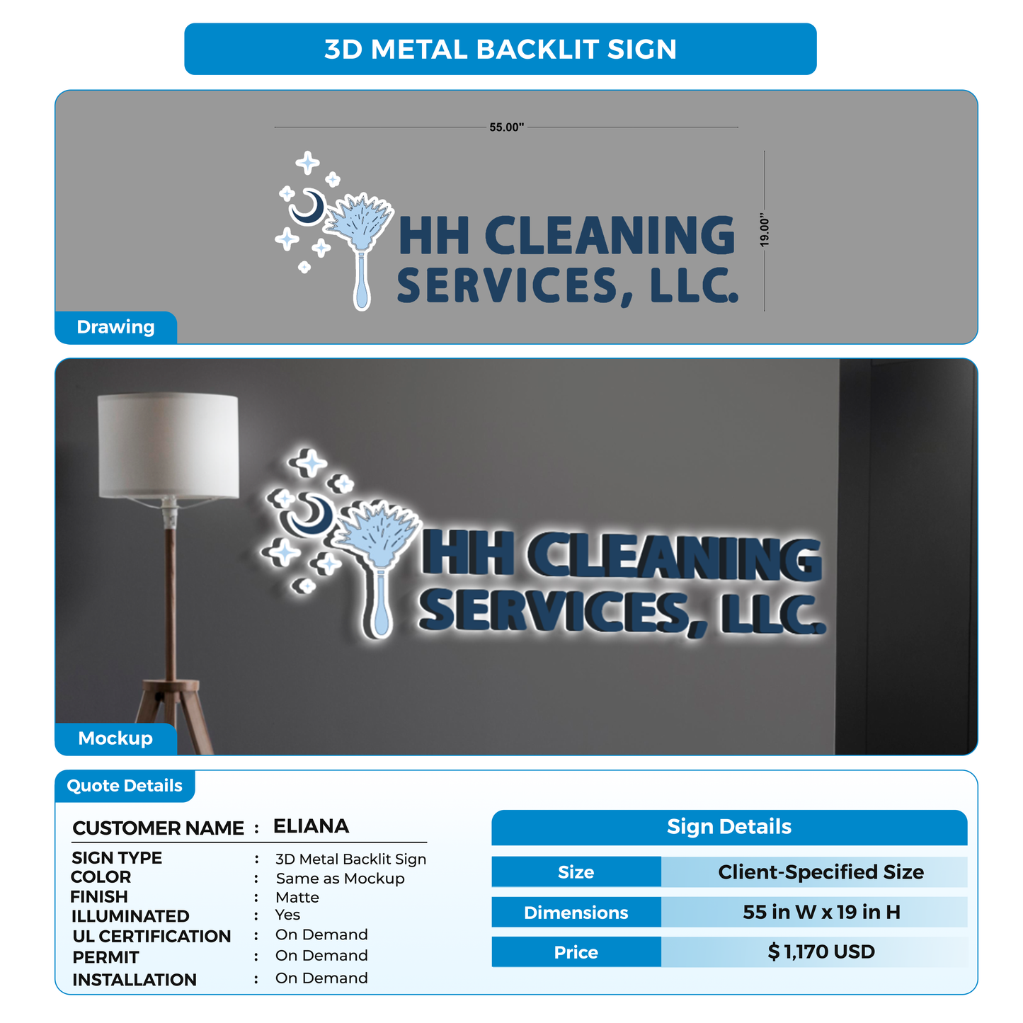 Business signage for ELIANA
