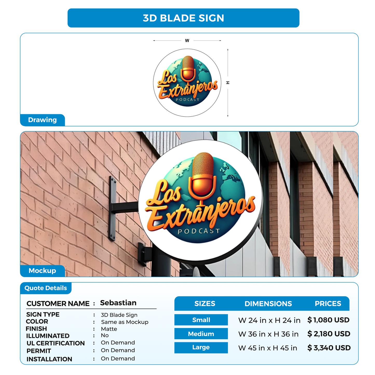 Business signage for Sebastian