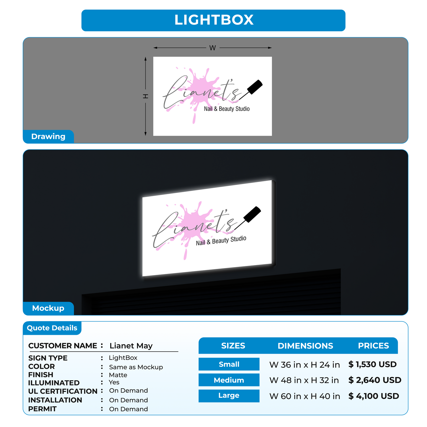 Custom Signs for Lianet May