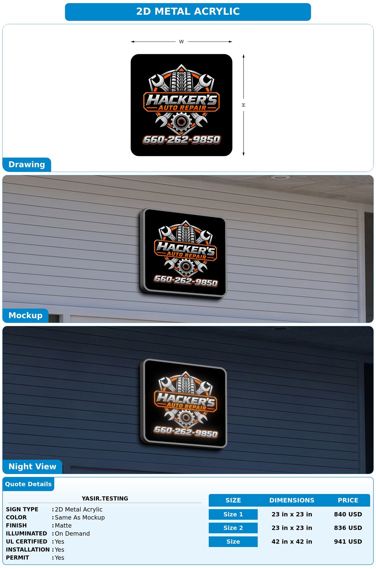 2D Metal Acrylic