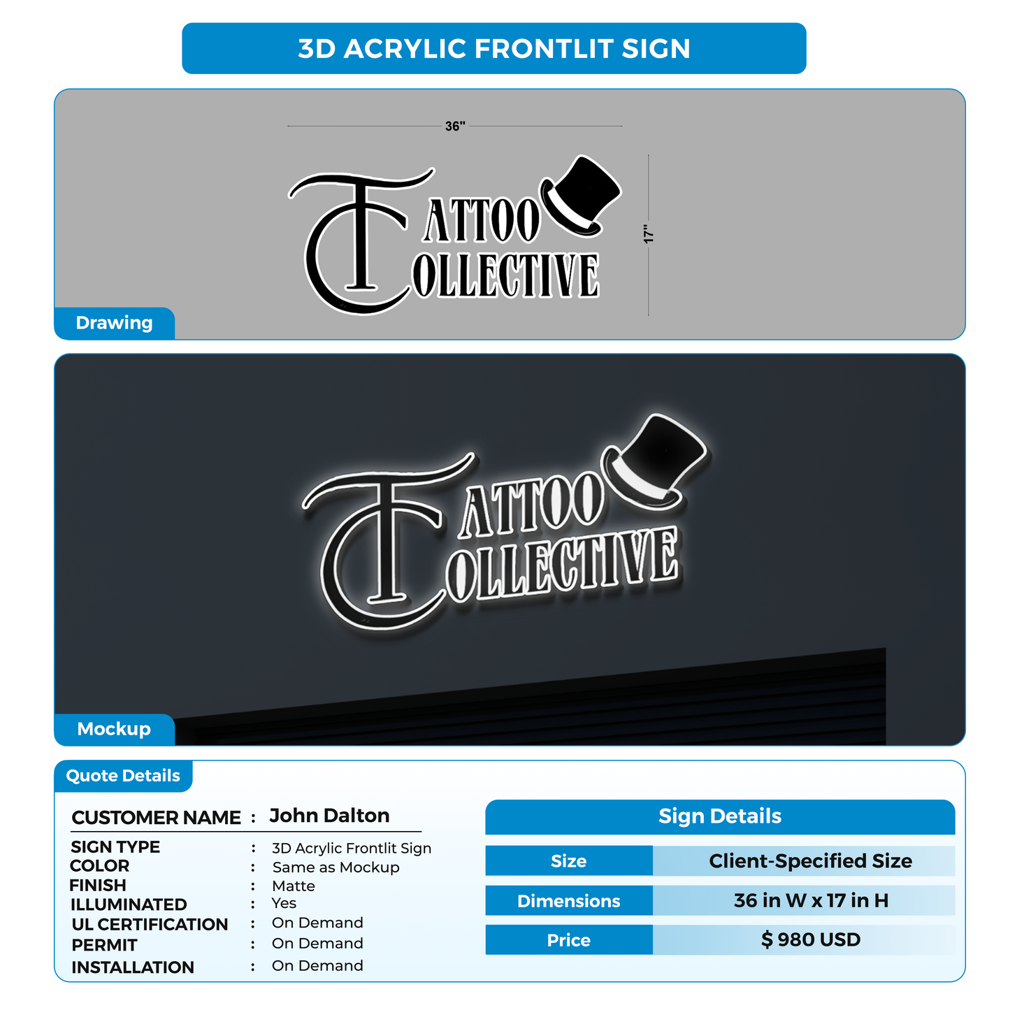 Business signage for John Dalton