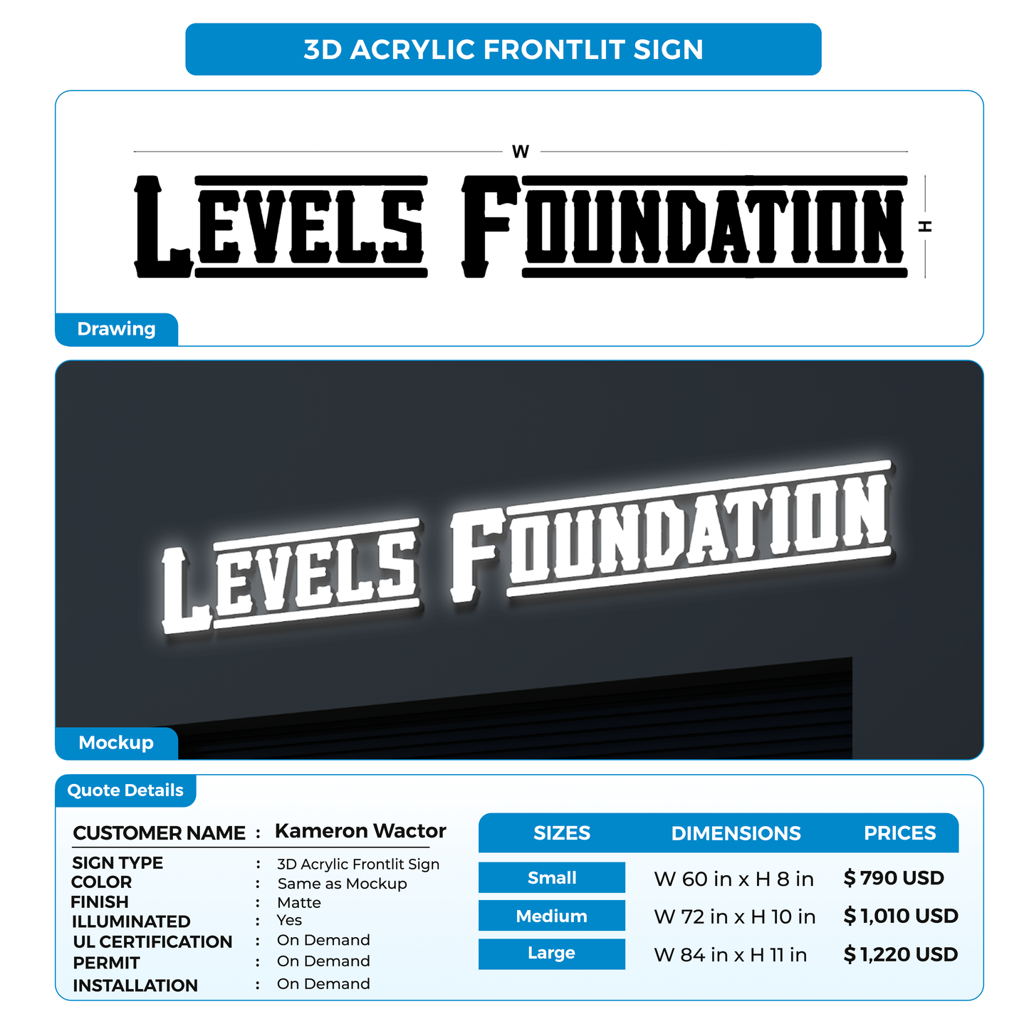 Business signage for Kameron Wactor