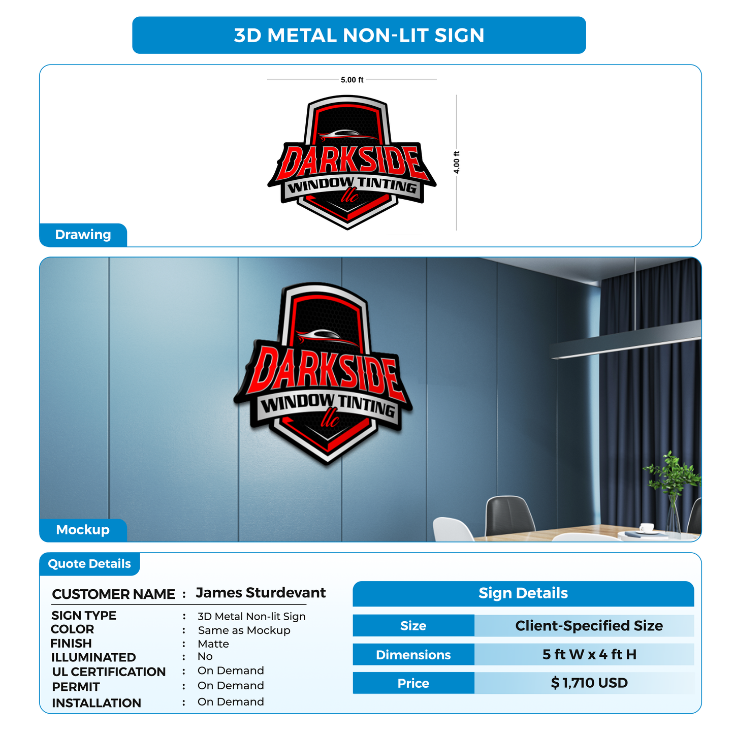 Business signage for James Sturdevant