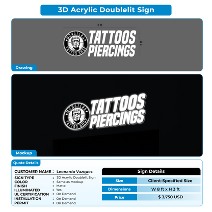 3D Acrylic Doublelit Sign For Leonardo Vazquez
