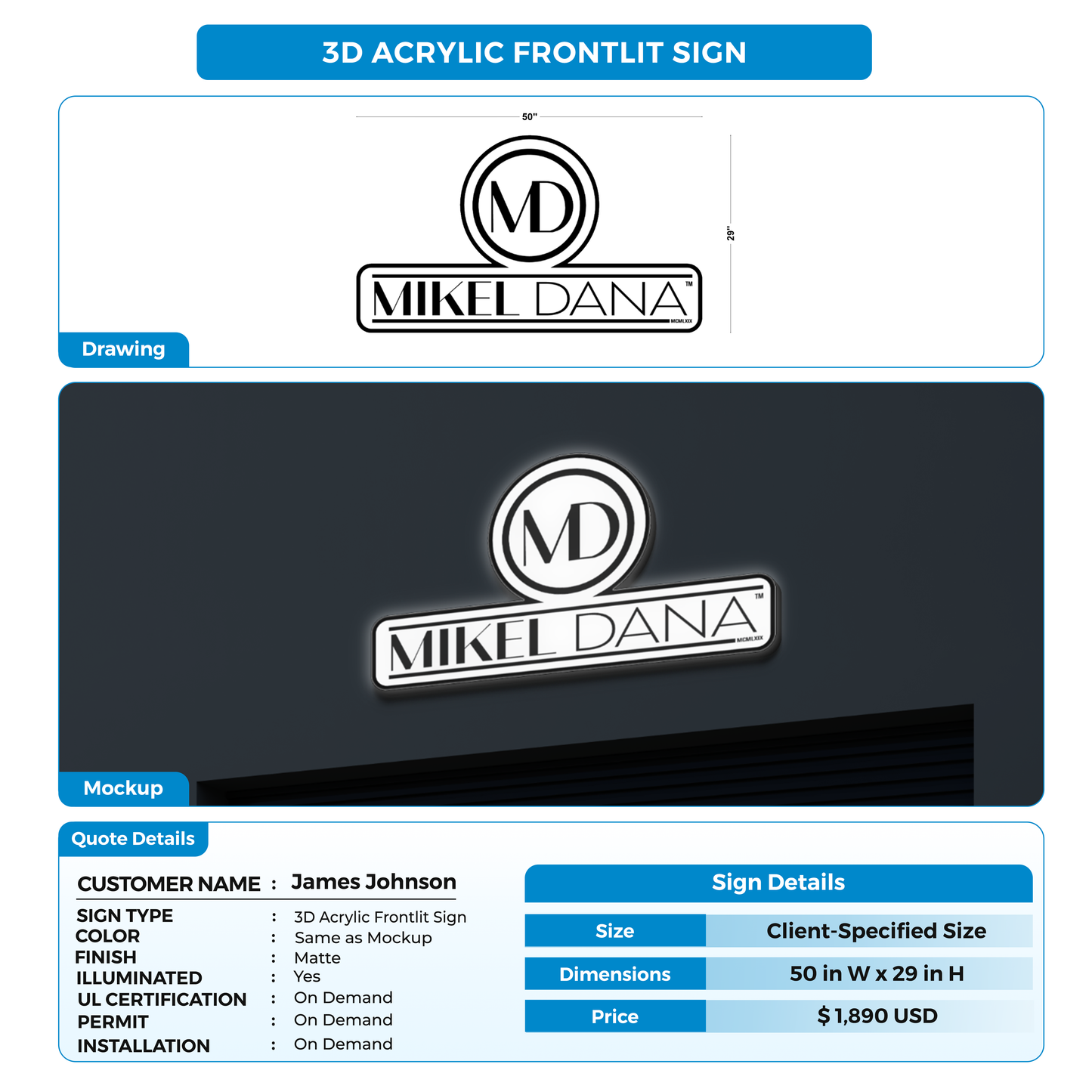 Business signage for James Johnson
