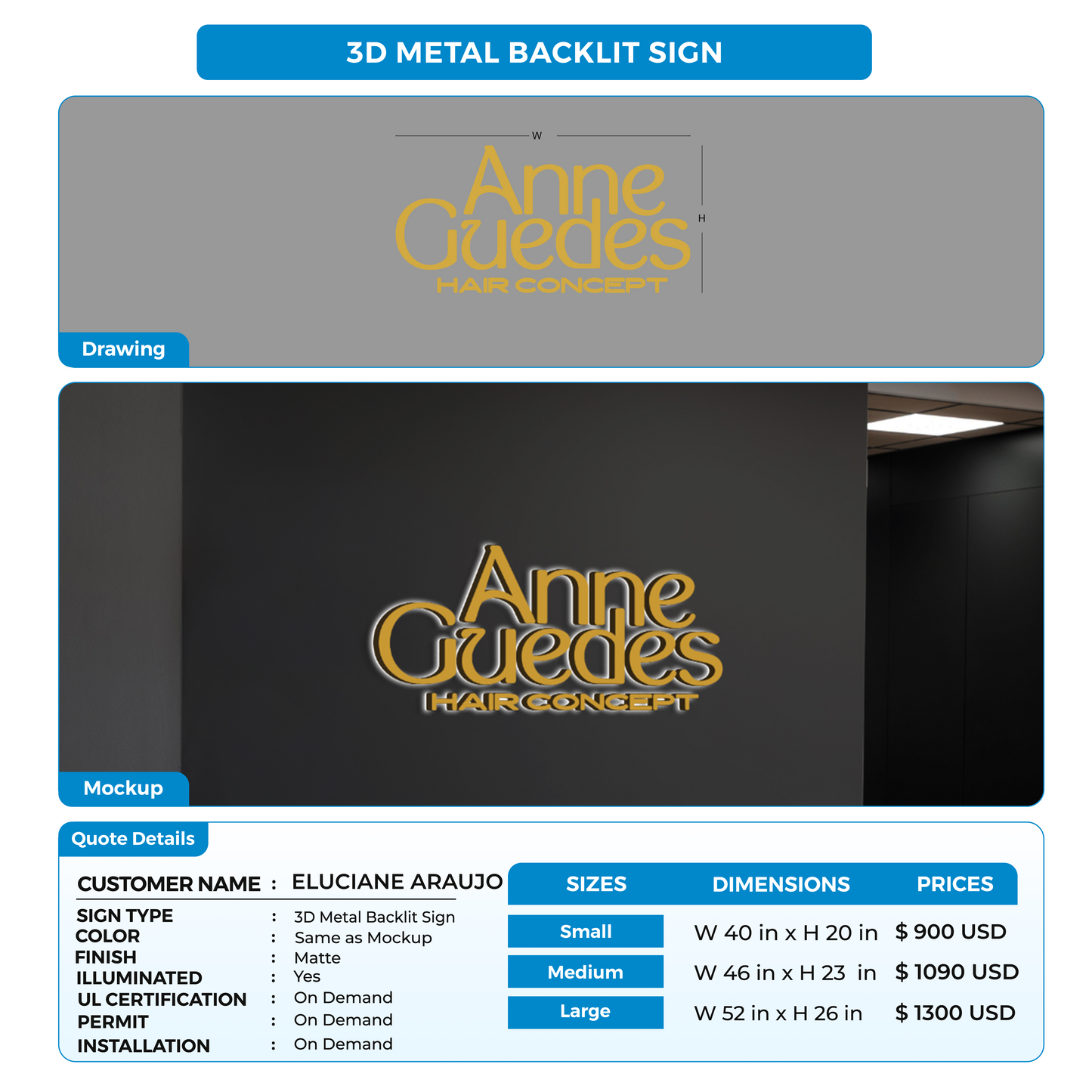 custom signs for ELUCIANE ARAUJO