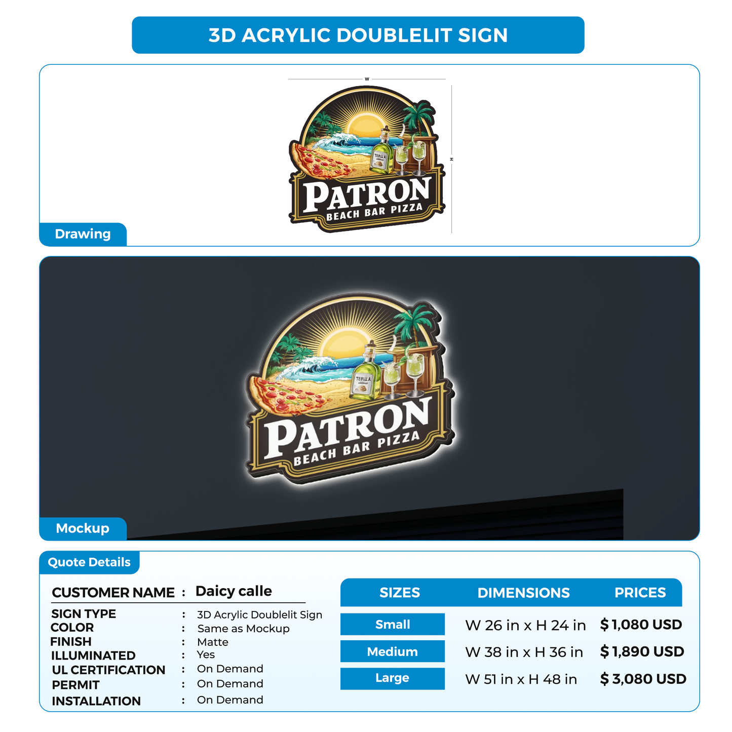 Business signage for Daicy calle