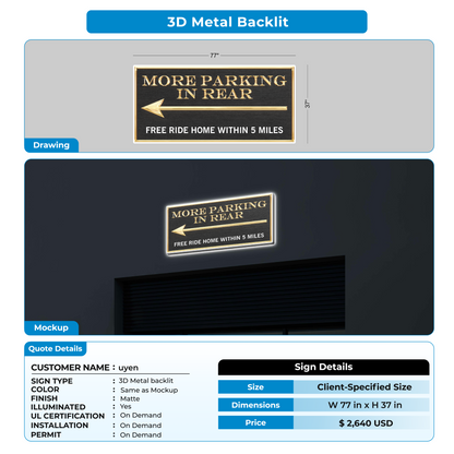 3D Metal Backlit Sign for uyen