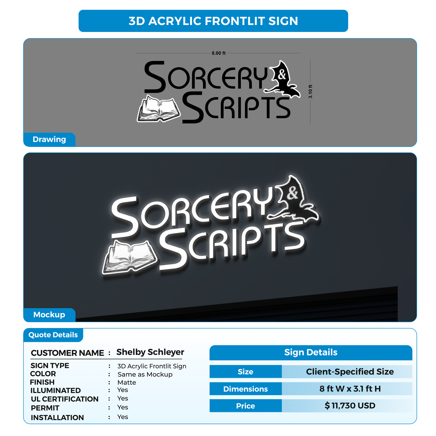 Business signage for Shelby Schleyer