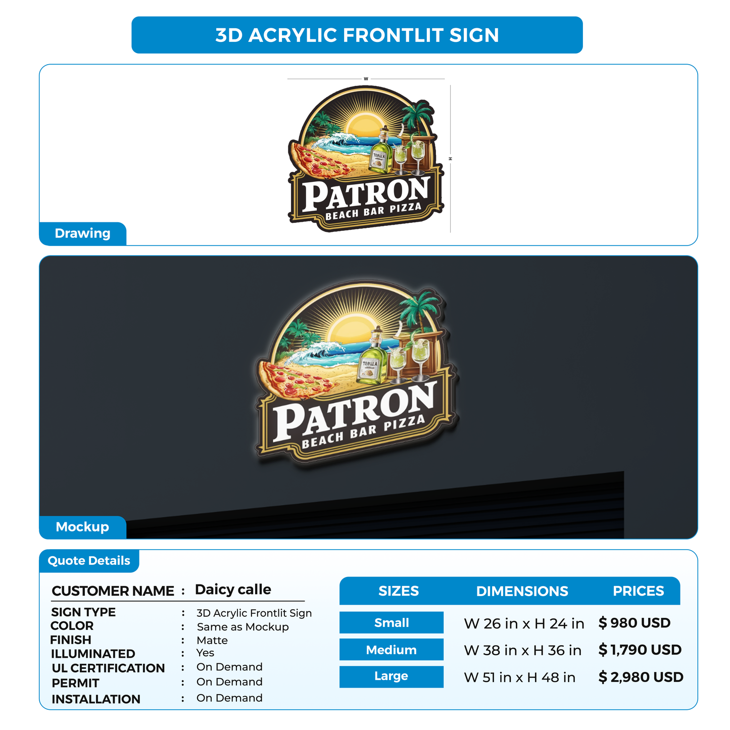Business signage for Daicy calle