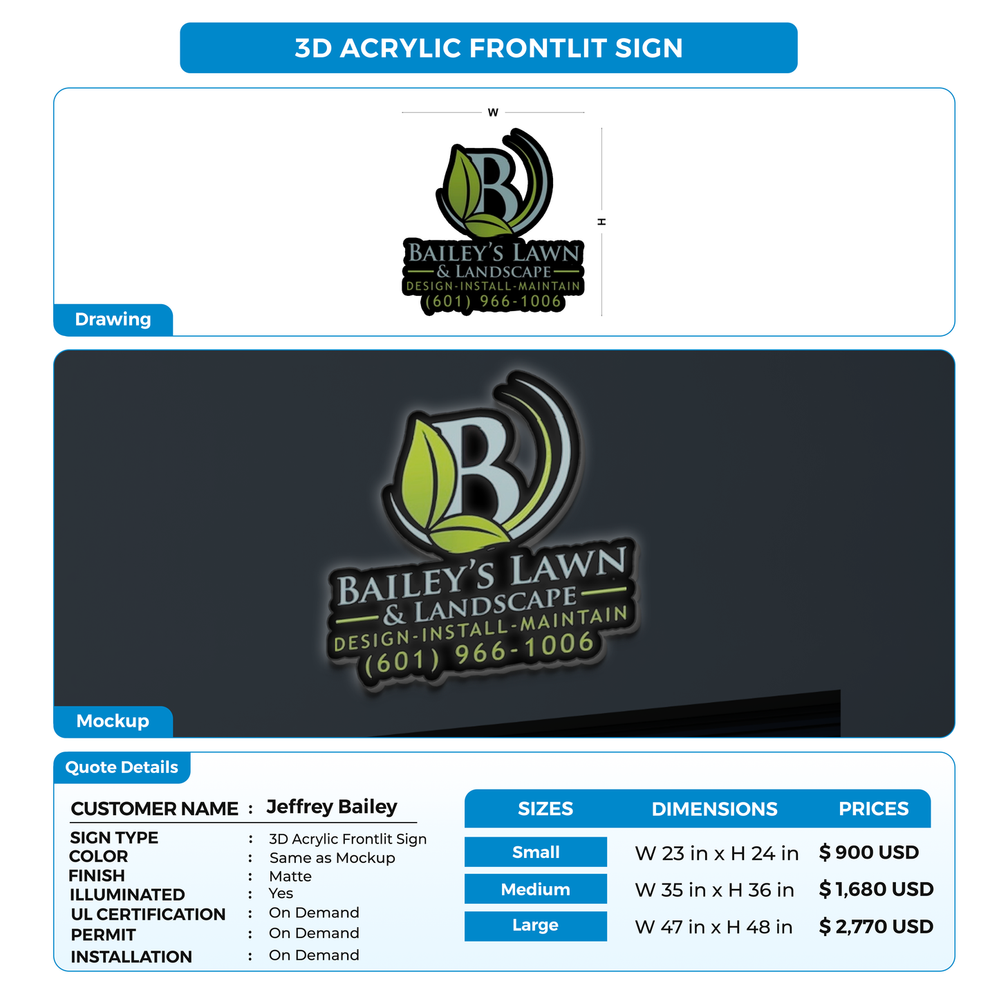 Business signage for Jeffrey Bailey