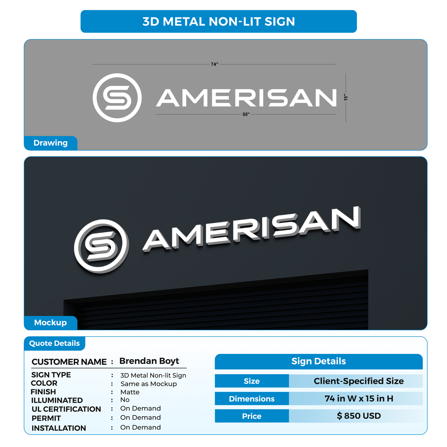 Business signage for Brendan Boyt