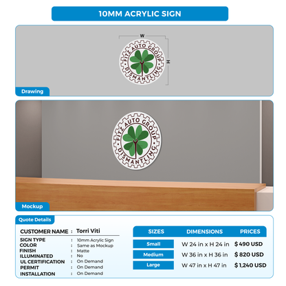 Business signage for Torri Viti