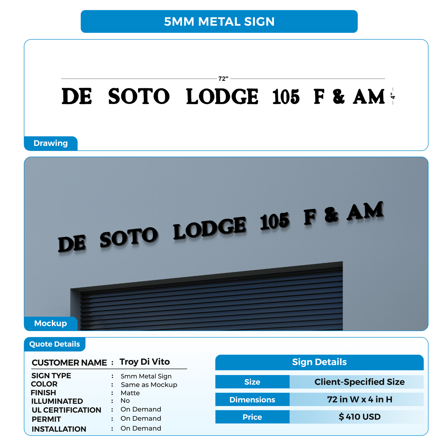 Custom Signs for Troy Di Vito