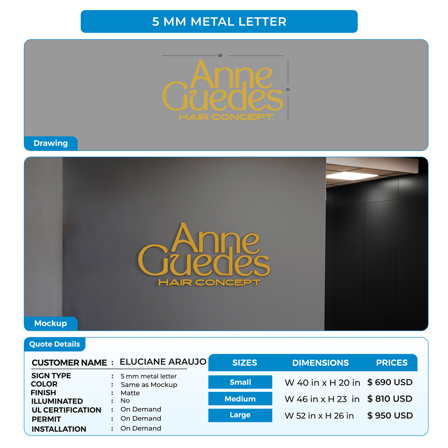 custom signs for ELUCIANE ARAUJO